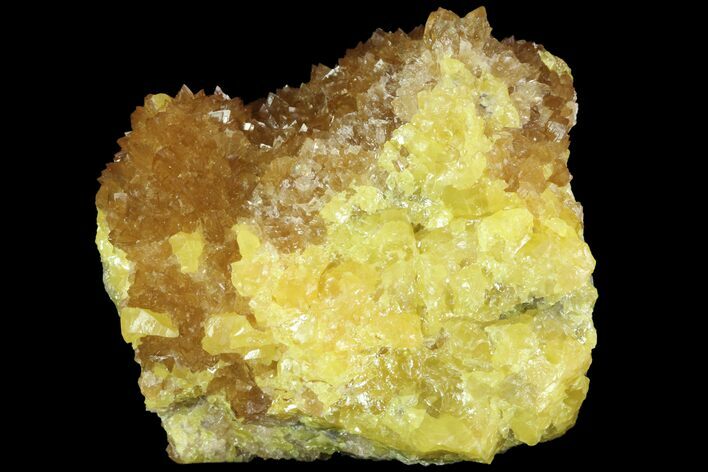 Sparkling Sulfur On Matrix Of Calcite Crystals - Poland #79237